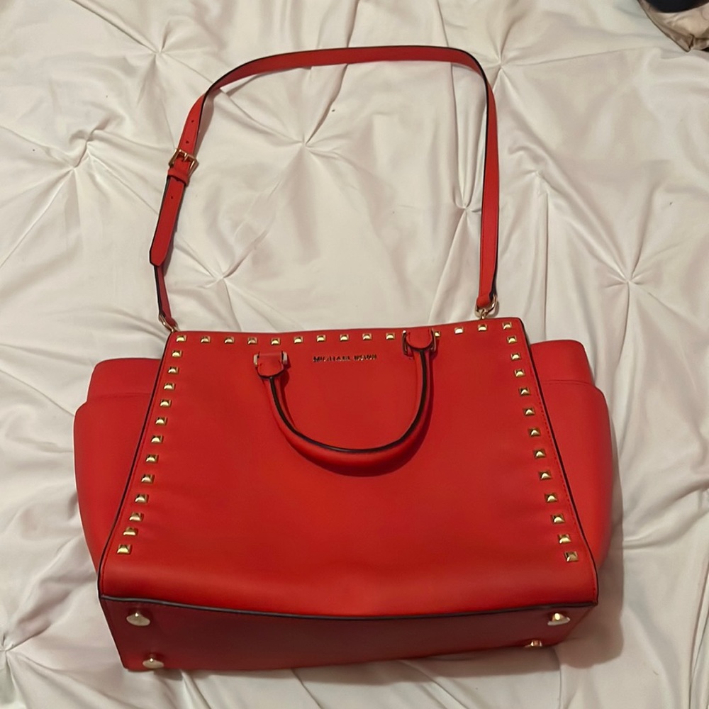 Michael Kors Satchel - Lg Red/Gold